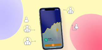 Cómo vender más en tu restaurante con una app propia Ilustración de un smartphone mostrando una app propia de restaurante con elementos visuales que simbolizan el aumento de ventas, la fidelización de clientes y el control directo del negocio.